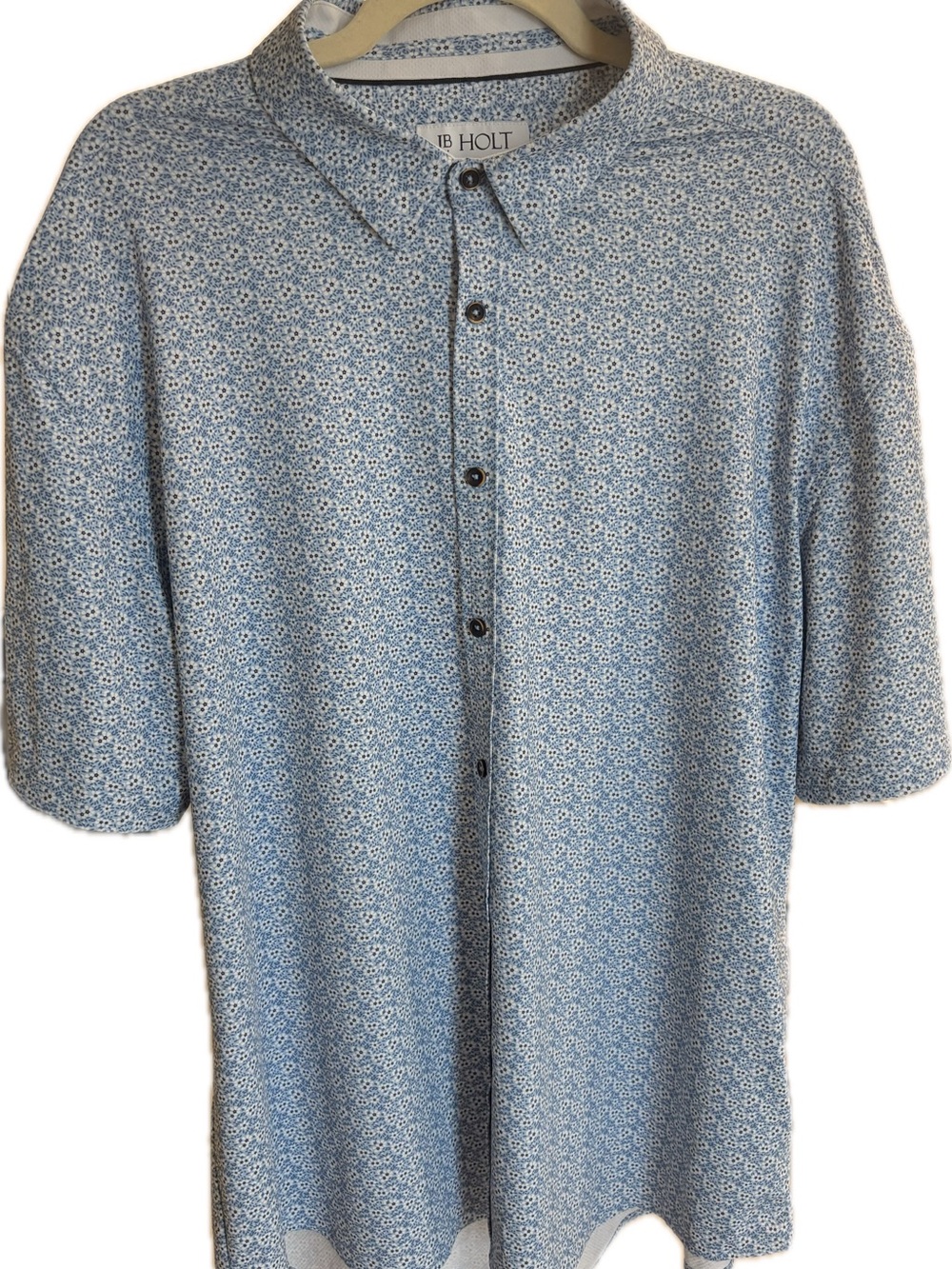 JB Holt 2XL Men's Blue Micro Floral Print Athletic Fit Button-Down Shirt